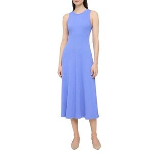 THEORY Racer Tank Compact Ribbed Midi Dress Blue Size XLarge Stretch Modal